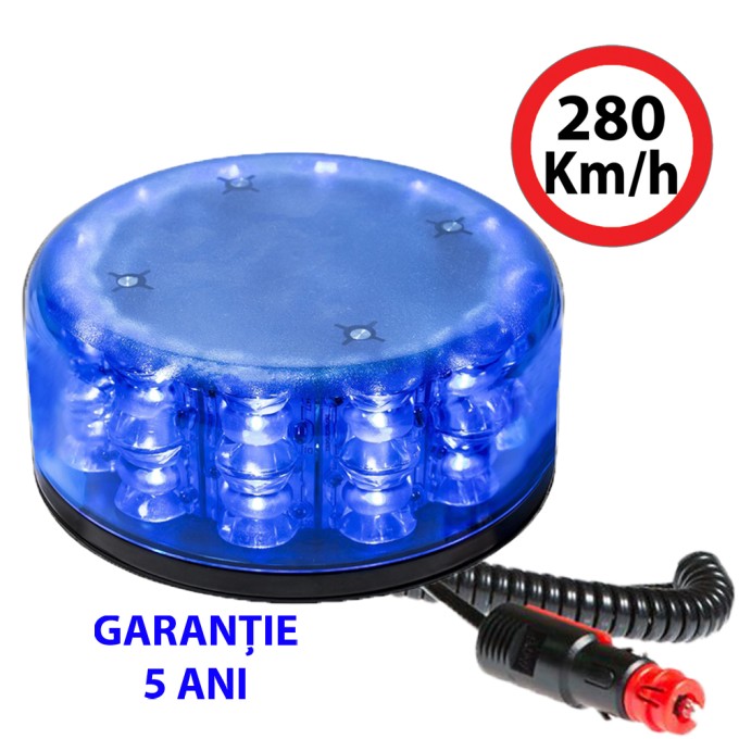 Girofar LED Magnetic aerodinamic 12-24V 24 LED-uri de 3W - 5 ani Garantie-280 km/h